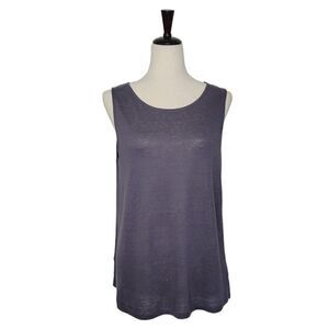 Catherine Malandrino Gray Linen Chiffon Flutter Back Sleeveless Blouse Size M